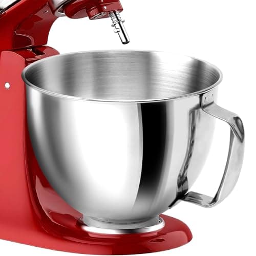 Image of diceevil Stainless Steel Mixer Bowl, 5 QT Stainless Steel Mixer Bowl with Handle Mixing Replacement for KitchenAid 4.5/5QT Tilt-Head Mixer