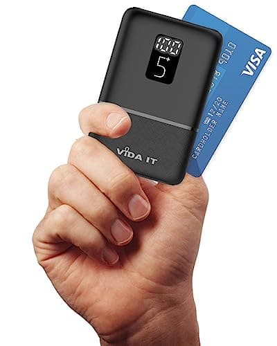 Image of Vida IT Small Power Bank for Heated Clothing Gilet Body Warmer Jacket 5V 2A USB Battery Pack Rechargeable 5000mAh Mini Portable Phone Charger for iPhone 11 Samsung S21 Oppo Android Phone LED Display