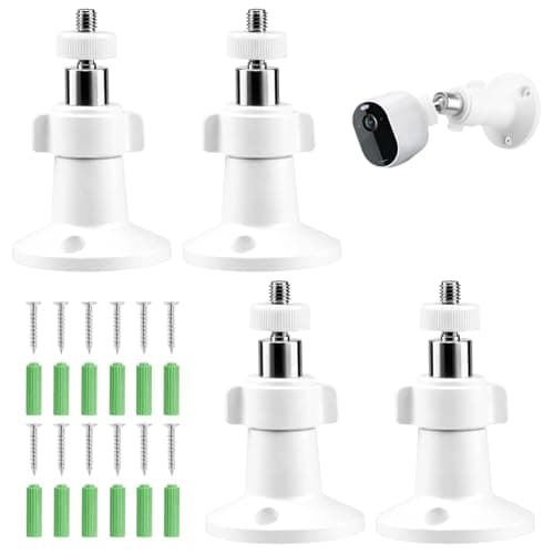 Image of 4 Pack Security Camera Wall Mount Bracket 360° Adjustable Wall Mount Holder Indoor Outdoor for Arlo Eufy Solocam S220/C210 Eufycam 2C/2C Pro 3/S330 3C/S300 Ring Doorbell Monitor (White)