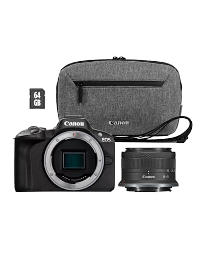 Image of Canon EOS R50 Mirrorless Camera + RFS 18-45mm + CB-TS100 Bag and SD card Kit - APS-C, 4K Camera, WiFi, Bluetooth, Compact, Vlogging Camera for Beginners and Professionals