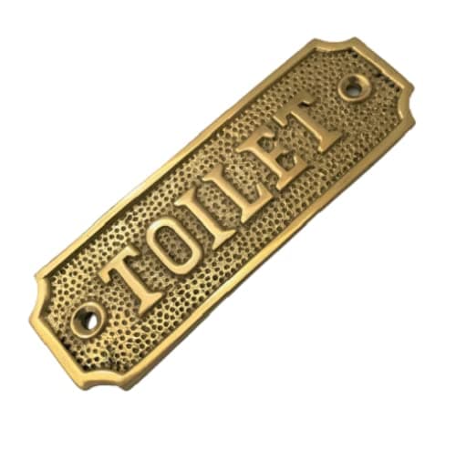 Image of Hand Made Toilet Door Brass Sign, Lavatory Toilet Loo Brass Sign Plaque Bathroom Pub/Shop/House Retro Antique Style, Screws Included