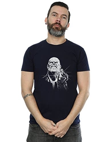 Image of Marvel Men's Avengers Infinity War Fierce Thanos T-Shirt Navy Blue X-Large