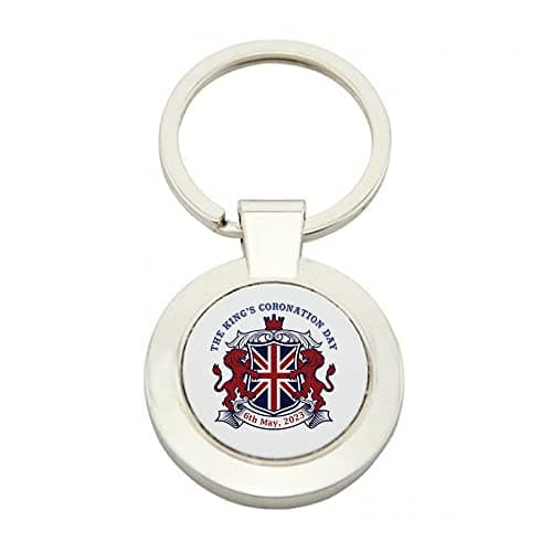 Image of Kings Coronation 2023, Official Emblem, King Charles III Commemorative, Souvenir Gift, His Majesty, The King Royal Memorabilia Gifts inspired Metal Key Ring. (Round)
