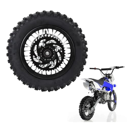 Image of Luocute 10 Inch Rear Wheel Tire and Rim Assembly 80/100-10 3.00-10 Tire with 12mm Axle 190mm Brake Rotor 420 41T Sprocket for Dirt Bikes Mini Motorcycle Wheels