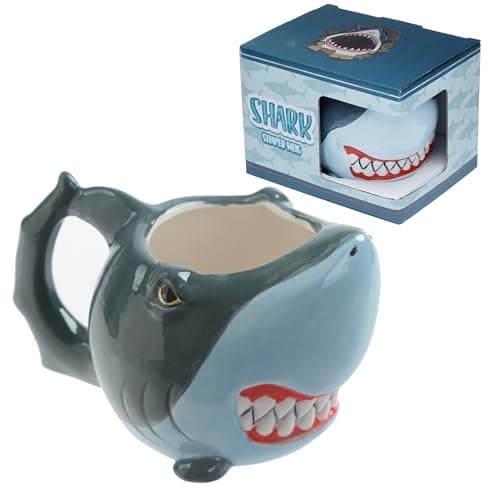 Image of Puckator Shark Shaped Tea Coffee Mug - Funny Home Accessories - Cute Gifts for Girlfriend - Large Mugs for Men Women Hot Drinks - Cute Cups Presents - Secret Santa Gift - Cup Set