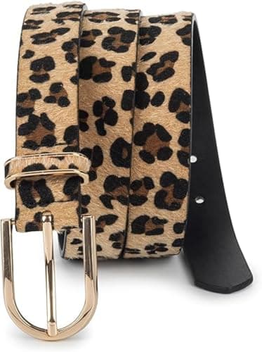 Image of INOGIH Leopard Print Belts for Women Fashion Leather Cheetah Belt Waist Strap for Jeans Pants