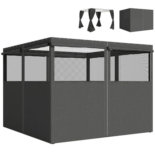Image of Outsunny 4 Pack Replacement Gazebo Curtains Privacy Panel for Most 3 x 3 m Gazebo Canopy Pavillion Outdoor Shelter Sidewalls Accessories, Dark Grey