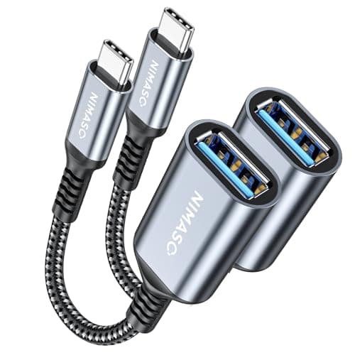 Image of NIMASO USB C to USB 3.1 Adapter 2 Pack,OTG Cable Type C Male to USB Female OTG Adaptor Compatible with iPhone 15,MacBook 2018,iPad Pro, Samsung Galaxy S23/S22/A53, Huawei P60/P50,Google Pixel-Gray