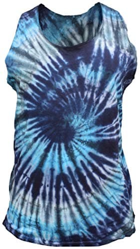 Image of Gheri Mens Cotton Sleeveless Sando Singlet Summer Vest Sleevesless Top Ocean Spiral Tie Dye Medium