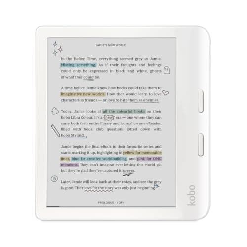 Image of Kobo Libra Colour | eReader | 7” Glare-Free Colour E Ink Kaleido™ 3 Display | Dark Mode Option | Audiobooks | Waterproof | (White)