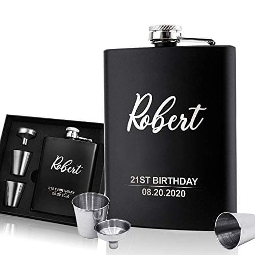 Image of EDSG Personalised Hip Flask | Engraved Whisky Flask 6oz Pocket Flask | Custom Gift for Best Man Fathers Day Wedding | Gift for Dad Daddy Father Grandpa Granddad Hand Finished in UK (Birthday)