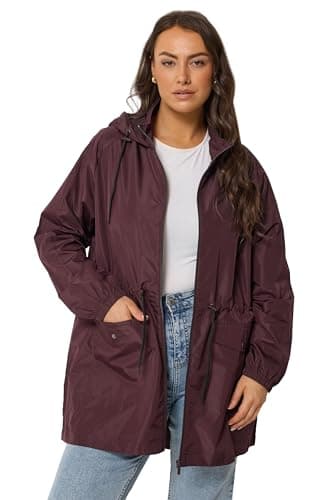 Image of Yours Curve Purple Drawstring Lightweight Parka Jacket - Women's - Plus Size Curve