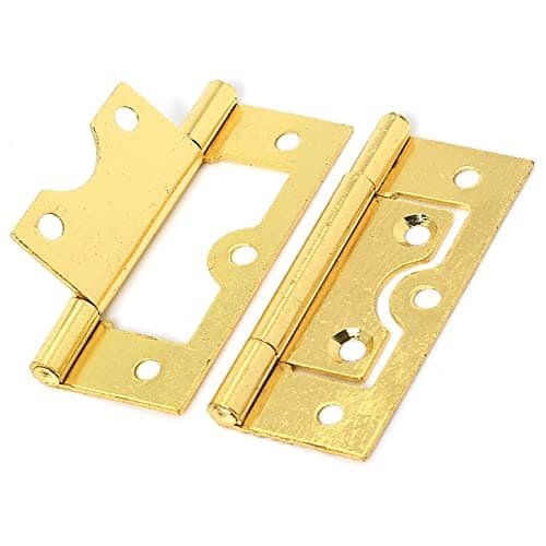 Image of Large Brass Flush Hinges 60mm Heavy Duty for Internal External Doors Cupboards Cabinets Dresser Wardrobes Pack of 2