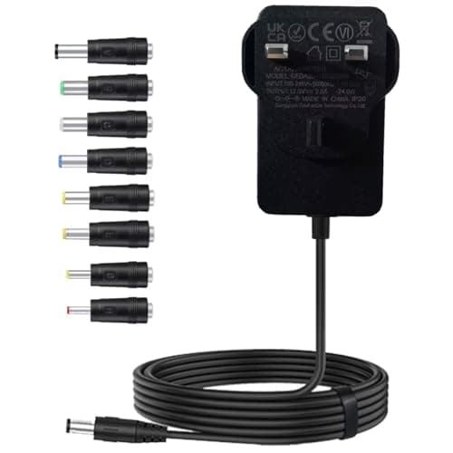 Image of 12V Power Supply 2A 12 Volt AC Adapter 100-240v 50-60hz UK Switching Adapter with 5.5 x 2.1mm DC Plug and 8 Tips Power Cord for LED Strip Light, CCTV Camera, Router, BT Speaker DC12V Transformer 1.5m