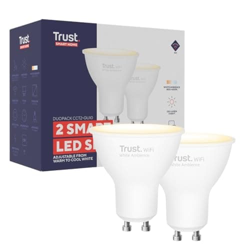 Image of Trust WiFi GU10 Smart Bulb, Dimmable Spot, Works with Alexa and Google Home, No Hub, 2.4GHz WiFi Bulb, Warm to Cool Smart Light Bulb, LED Spotlight Bulb, White Ambience [Amazon Exclusive] - 2 Pack