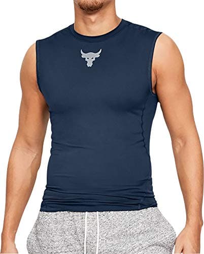 Image of Under Armour Project Rock HeatGear Mens Sleeveless Compression Top - Blue