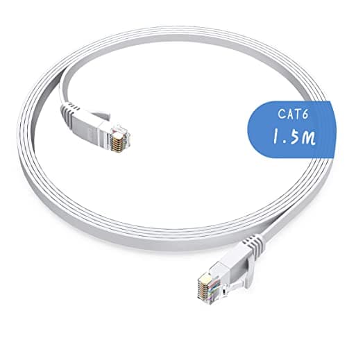 Image of Gulaey 1.5m Cat6 Ethernet Cable, Long Internet Cables High-Speed Patch Cord Flat Design 1Gbps for 250Mhz/s UTP for Console, PS3, PS4, PS5, Switch, Router, Modem, Patch Panel, PC, TV, Home Office