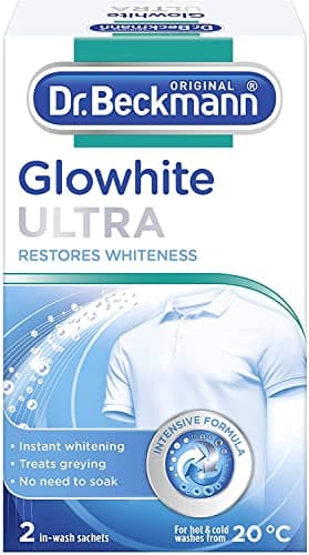 Image of Dr. Beckmann Glowhite ULTRA | Restore White Laundry | Treat Greying | Instant Whiteness | 2 In-Wash Sachets