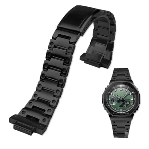 Image of 16mm Stainless Steel Metal Watch Band Fit for Casio G-SHOCK GM2100/GA2100(Black-strap,For GM2100)