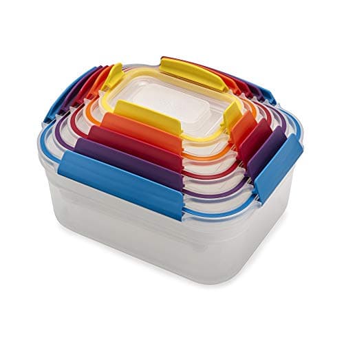 Image of Joseph Joseph Nest Lock Plastic Food Storage Container Set with Lockable Airtight Leakproof Lids, 10-Piece, Multi-Color