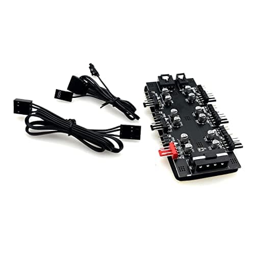 Image of JZK 12V 4Pin PWM 5V 3Pin ARGB with SATA 15Pin Power 2-in-1 Hub 6 Way Sync CPU Cooling Fan Addressable RGB Lighting PCB Splitter for Extended Motherboard Interface