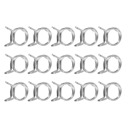 Image of sourcing map 15Pcs 14mm/0.55inch Inner Dia Double Wire Spring Hose Clamp, Stainless Steel Adjustable Spring Clips for Hose Fuel Line Silicone Tube Water Pipe Air Pipe