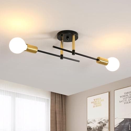 Image of Riserva Chandelier Industrial, E27 Semi-Flush Mount Ceiling Lamp, Black Modern Sputnik Ceiling Light for Living Room, Bedroom, Kitchen, Dining Room, Hallway