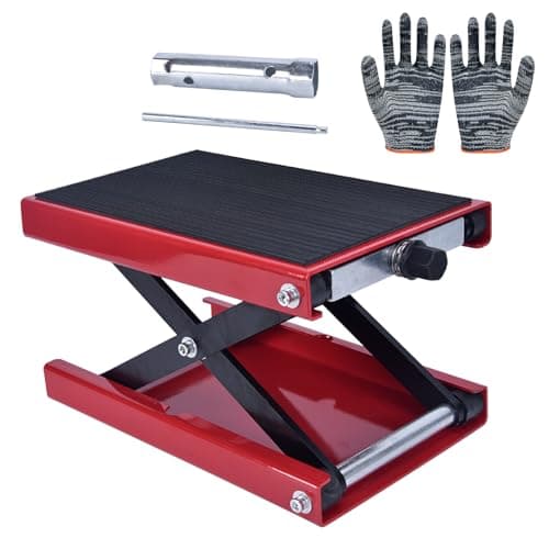 Image of Motorcycle Scissor Lift Jack - Motorcycle Lifting Stand, Wider Version of Lift Stand, Height Adjustable, with Anti-Slip Lifting Board, for Motorbike Repair Maintenance, Load Capacity 500 kg/1102 Ib