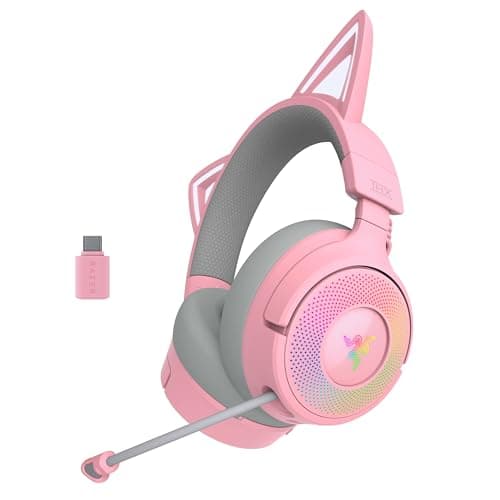 Image of Razer Kraken Kitty V3 Pro - RGB Kitty wireless gaming Headset - reactive cat ears for streaming Headphone - Triforce 40mm Driver - Hyperspeed Wireless and Bluetooth - THX Spatial Audio | Quartz