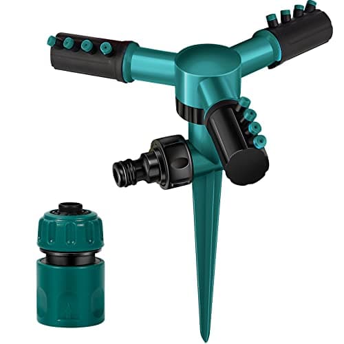 Image of Garden Sprinkler Lawn Water Sprinkler Automatic 360 Rotating 3 Arms Sprayer Adjustable Sprinkler Irrigation System for Watering Veggies Flowers Grass Lawn Plants