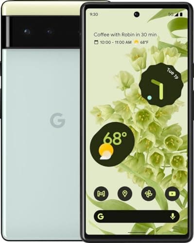 Image of Google Pixel 6-5G Teléfono Android – Smartphone Unblocked Con Lente ancha y ultraancha – 128 GB – Color espuma de mar (S