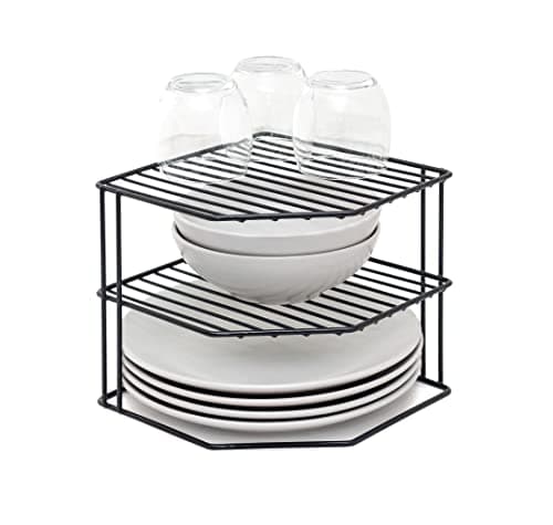 Image of simplywire – 3 Tier Plate Rack - Kitchen Cupboard Organiser – Black Plastic Coated Steel
