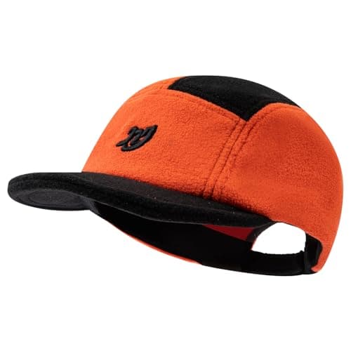 Image of Clape Winter 5 Panel Cap for Men Women Polar Fleece Warm Baseball Caps Embroidery Outdoor Hat for Cold Weather Orange