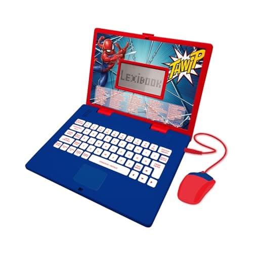 Image of LEXIBOOK, Spider-Man, Bilingual Czech/English Educational Laptop, Toy for Children with 124 Language Activities, Writing, Mathematics, Logic, Music, and Games, Blue/Red, JC598SPi12