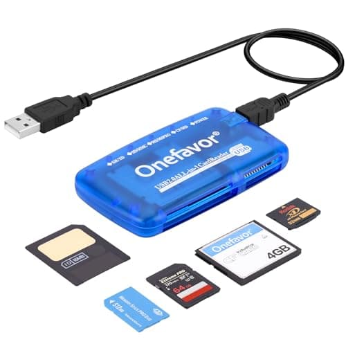 Image of Onefavor SmartMedia Cards Reader Writer, All-in-1 USB Universal Multi Card Adapter Slim Hub Read Smart Media SD, XD, CF, MMC, MS Pro Duo, Camera Flash Memory Cards Reader for Windows, Mac, Linux