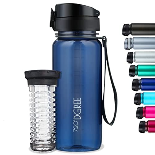 Image of 720°DGREE Water Bottle “uberBottle“ - 650 ml crystalClear +Fruit-Infuser - BPA-Free Tritan, Leakproof, Reusable Drinking Bottle - Sports Bottle for Gym, School, Fitness, Cycling, Travel, Office