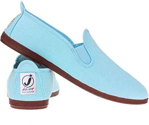 Image of FunkyFashion Unisex Womens Mens Ladies Javer Flossy Espadrilles Plimsoll Flat Shoes Pumps (EU 42, Celeste (Sky))
