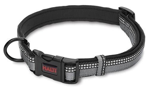 Image of HALTI Collar, Size Medium, Black, Best Comfy Dog Collar, Premium Puppy Collar, Nylon, Neoprene-Padded, Reflective, Easy to Fit & Use, For Small, Medium & Large Dogs