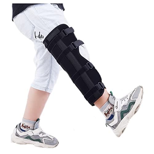 Image of Faxianther Kids Knee Immobilizer Leg Stabilizer Girls Boys Night Sleep Knee Leg Support Adjustable Knee Splint Sprain Injury Recovery Long Knee Brace Immobilizer for 5-7 Yrs