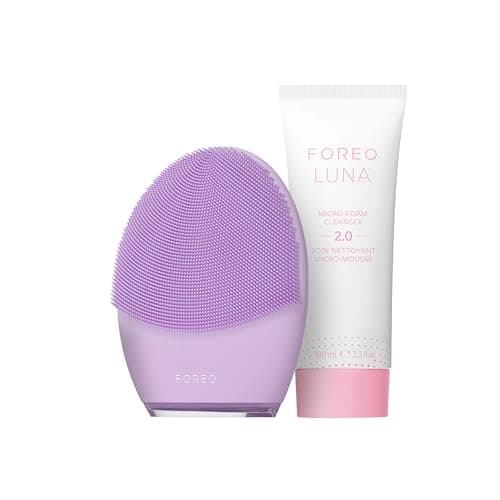 Image of FOREO Deep & Gentle LUNA 4 Sensitive Bundle - Facial Cleansing Brush for Sensitive Skin + LUNA Micro-Foam Face Cleanser 2.0, 100 ml - Deep Cleansing and Firming Silicone Face Massager Beauty Set