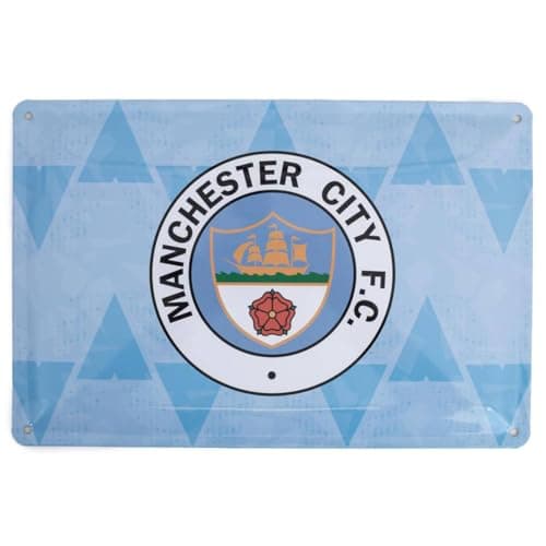 Image of MANCHESTER CITY FC Retro Dayz Sign (One Size) (Sky Blue/White)