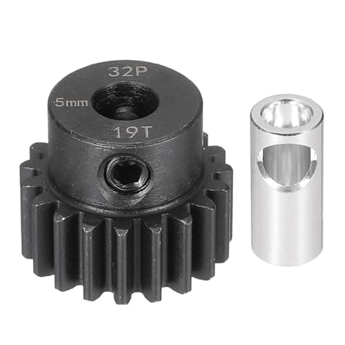 Image of sourcing map Steel 32P Gear Set with Gear Adapter 19T 5mm Shaft Motor Gears for RC Vehicles Truck Drift Car Part, Black