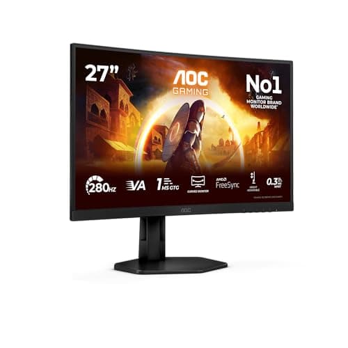 Image of AOC C27G4ZXU 27 inch FHD Gaming Monitor Curved, 280Hz, Fast VA Panel, 0.3ms MPRT, Adaptive Sync, HDR10, FreeSync Premium, Speakers, (1920x1080 HDMI 2x 2.0 DP 1x 1.4 USB Hub) Black