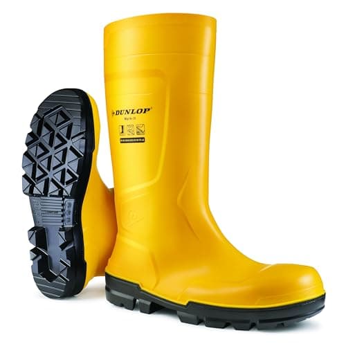 Image of DUNLOP Work-It - Unisex Full Safety Slip-Resistant Waterproof Work Boots, Yellow, Antistatic and Chemical Resistant PVC Wellies with Steel Toecap for Outdoor and Industrial Work - EU44, UK10