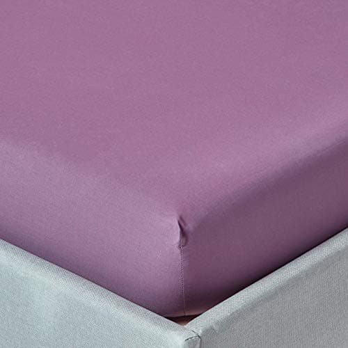 Image of HOMESCAPES Purple Grape Deep Fitted Sheet (12”) Double 200 TC 400 Thread Count Equivalent Pure Egyptian Cotton Bed Sheet with Fully Elasticated Skirt