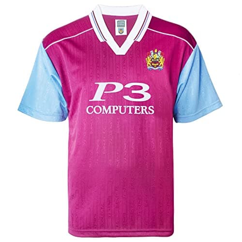 Image of Score Draw Burnley 2000 Retro Football Shirt Claret/Sky Large Polyester