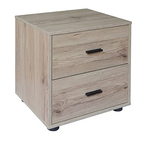 Image of URBNLIVING Oak Wooden Bedroom Furniture Cabinet Chest of Drawers Dressing Table Wardrobe - 2 Draw Cabinet