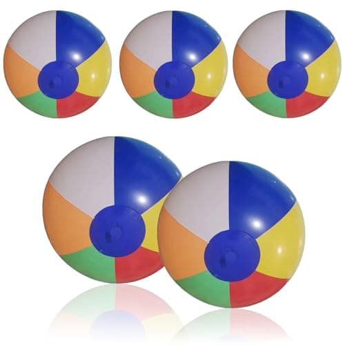 Image of 2pcs Rainbow Beach Balls, 16" Inflatable Glitter Confetti Large Beach Balls for Kids, Swimming Pool Toys