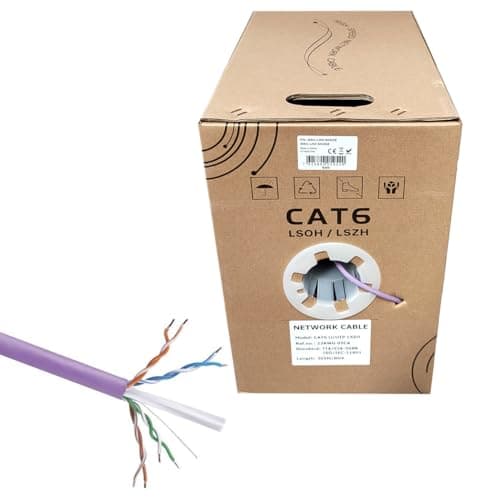 Image of JUSTOP 305M CAT6 LSOH LSZH Ethernet Cable Reel 23 AWG UTP Network Solid Core CCA 1000 Feet Bulk - Violet