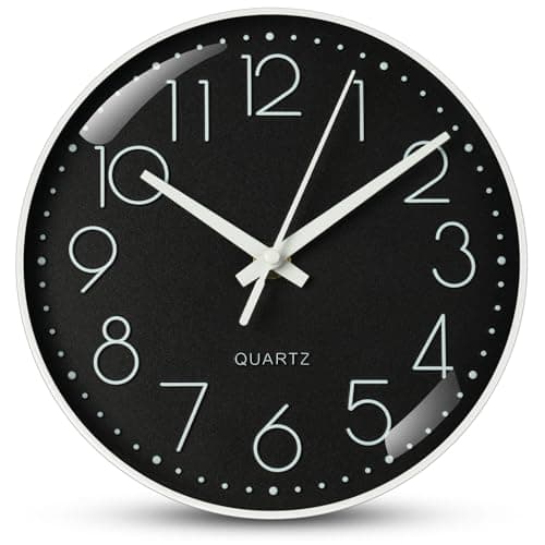 Image of Aolso 8 inch Wall Clock Silent & Non Ticking, Battery Operated Round Wall Clock, Modern Quartz Design Decorative Indoor Kitchen Office (White